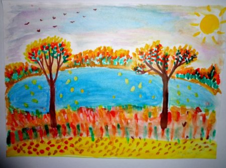 Рисование мелками на тему осень