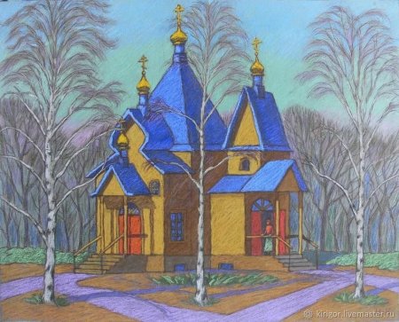 Церковь в графике деревянная