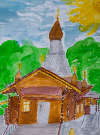 Нарисовать храм Преображения острова Кижи