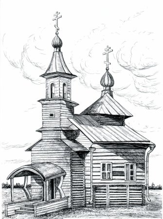 Храм Кижи рисунок