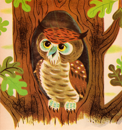 Сова в дупле дуба