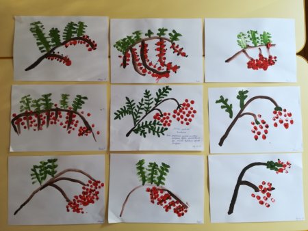 Рисование ветка рябины в старшей группе