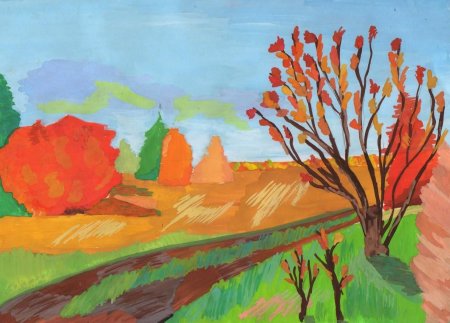 Детский рисунок осень