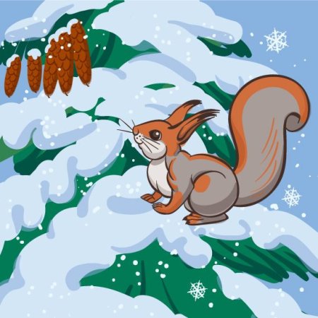 Мультяшная белка в лесу