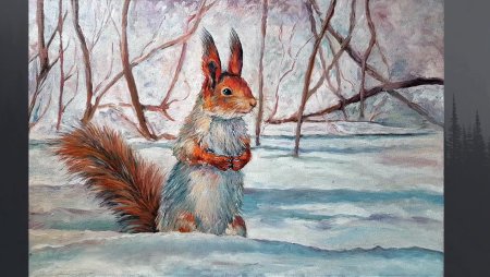Зимние животные живопись