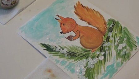 Рисование белки красками