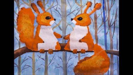 Рисование в старшей группе белка зимой