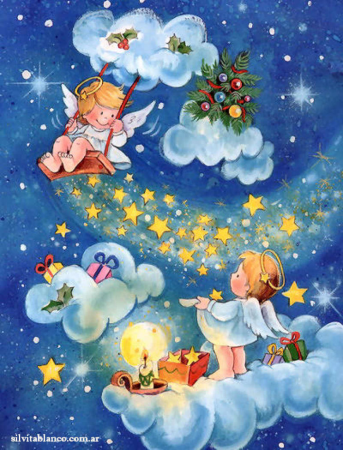 Рождественские ангелочки в небе