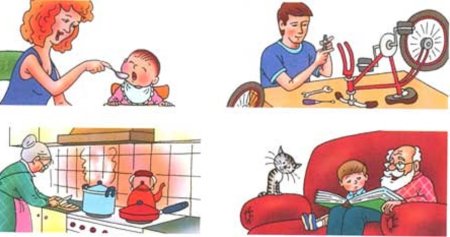 Изображение мальчика помогающего маме