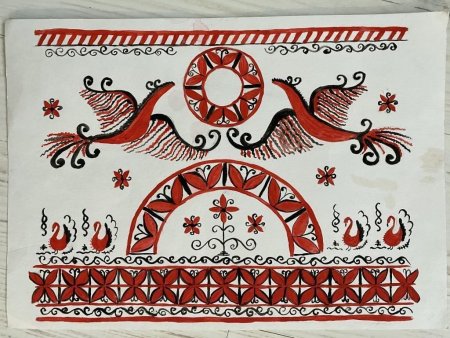 Мезенская роспись растительные элементы
