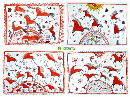 Мезенская роспись Сибирская зима