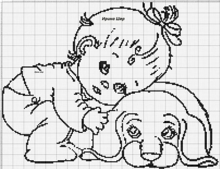 Монохромная вышивка детская