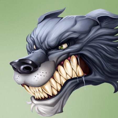 Оскаленная пасть волка арт