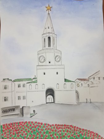 Спасская башня Казанский Кремль рисунок