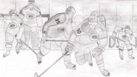Хоккей рисунок карандашом