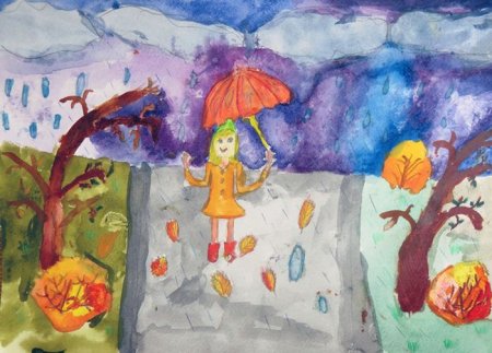 Рисование с детьми осенний дождь