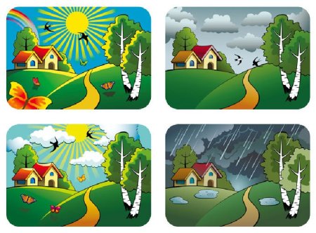 Иллюстрации изображающие различные состояния погоды