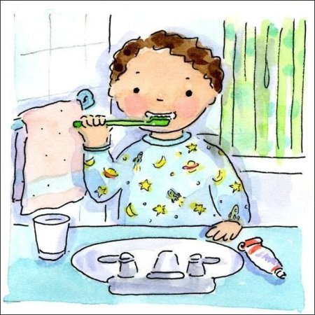 Ребенок чистит зубы иллюстрация