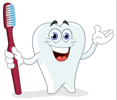 Зуб с зубной щеткой