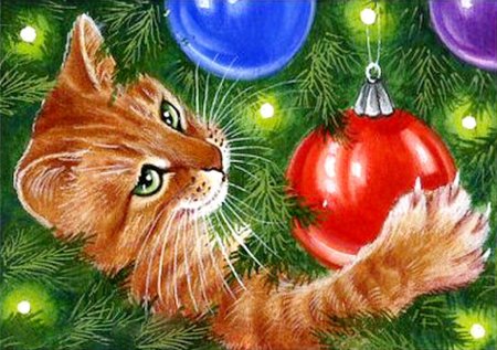 Новогодние котики рисуночки легкие