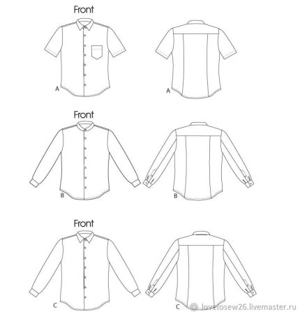 Технический эскиз мужской сорочки