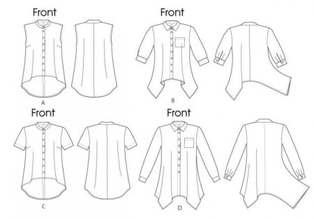 Лекала блузки с воротником стойка