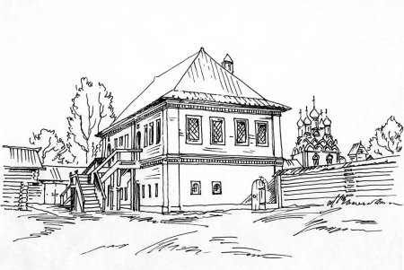 Русская Дворянская усадьба рисунок