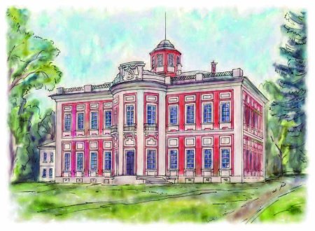 Эскиз дворянской усадьбы рисунок