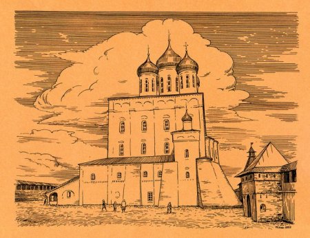 Троицкий храм рисунок Псков