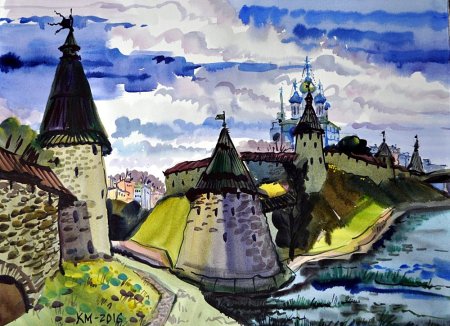 Троицкий собор рисование Псков