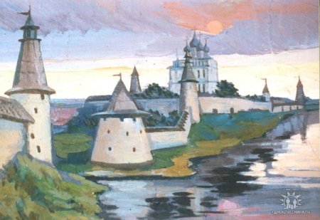 Псковский Кремль рисунок Псков