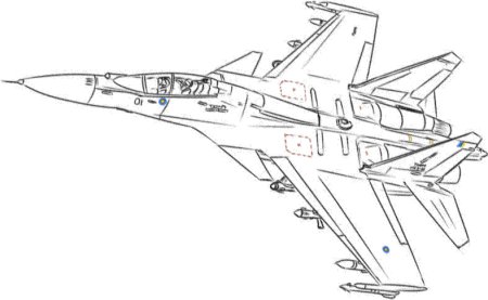 Самолет спереди вектор Су-35