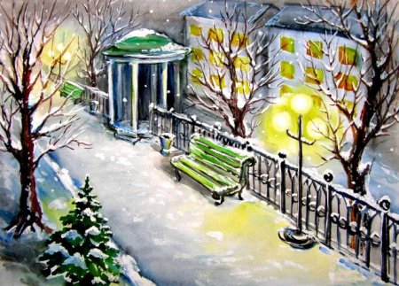 Зимний городской пейзаж для детей