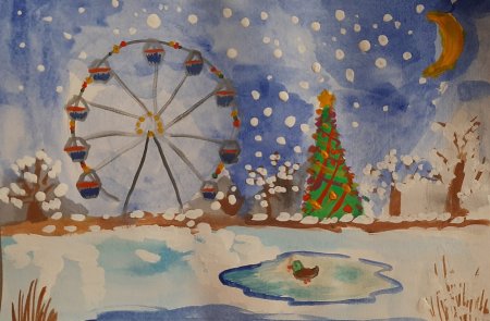 Снежный город рисунок