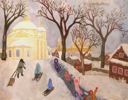 Зимний пейзаж в перспективе