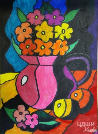 Декоративный натюрморт ваза с фруктами