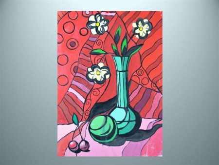 Декоративный натюрморт с цветами