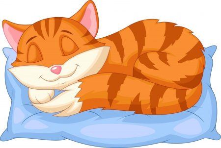 Мультяшная кошка лежит