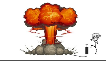 Ядерный взрыв на белом фоне