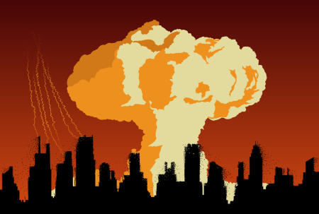 Силуэт на фоне взрыва