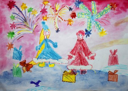 Новогодний фейерверк рисунок детский