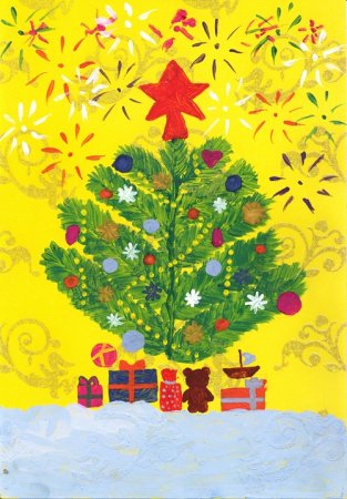 Новогодние рисунки красками
