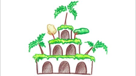 Висячие сады Семирамиды нарисовать ребенку