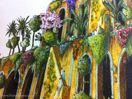 Рисунок висячих садов Семирамиды