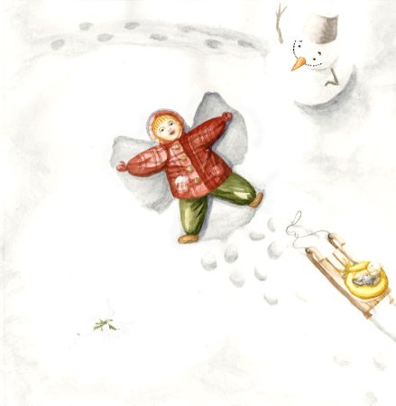 Снежный ангел акварель