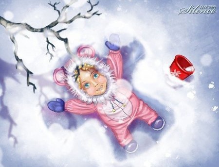 Снежный ангел дети на снегу