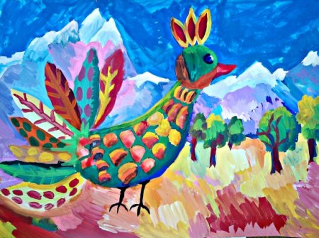 Фантастическая птица детский рисунок
