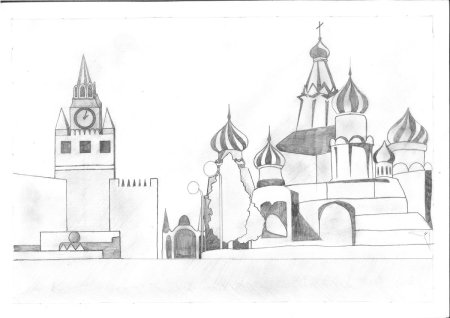 Москва рисунок карандашом