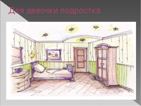 Эскиз комнаты с мебелью