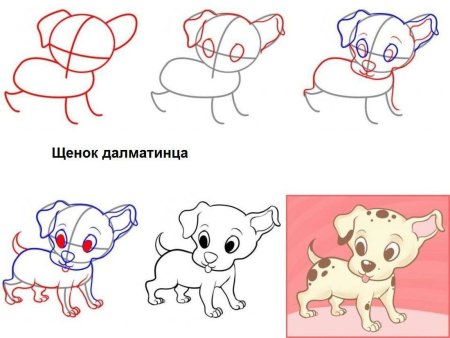 Поэтапное рисование щенка